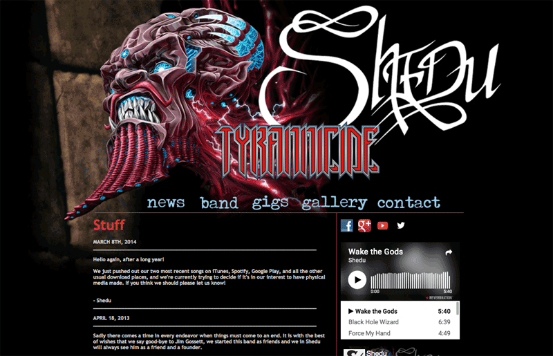 Shedu band website screenshot
