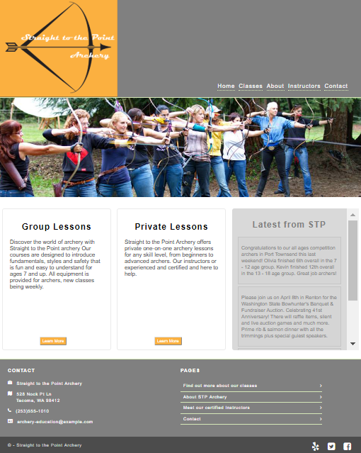 archery website screenshot